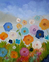 Leuchtende Gemalte Blumen