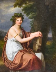 Porträt einer jungen Frau als Bacchantin