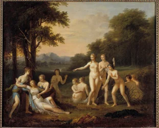 Diana entdeckt Kallistos Schwangerschaft. Gemälde von Angelika Kauffmann (1740-1807), 18. Jahrhundert. Maße: 0,46 x 0,56 m. Tours, Museum der Schönen Künste