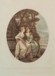 Ihre Gnaden die Herzogin von Devonshire und Viscountess Duncannon, graviert von W. Dickinson