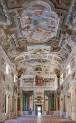 Decke des Saals mit den Bologna-Quartieren, Saal der Wachen, Este Herzogspalast, Sassuolo, Italien