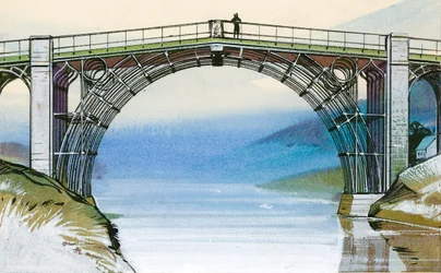 Die erste Eisenbrücke in Großbritannien, in der Ironbridge-Schlucht