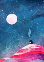 Gemütliches Haus unter dem Mond