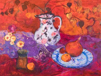 Rotes Stillleben mit Chinesischer Laterne