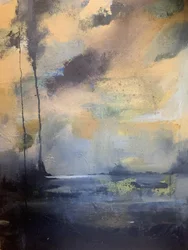 Nebelige abstrakte Landschaft