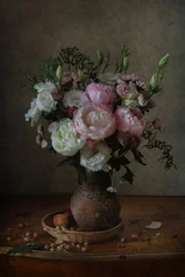 Rustikales Blumen-Stillleben