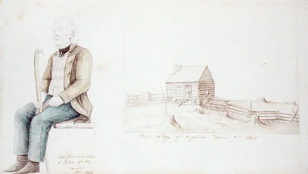 Erste Hütte von Angelica und der erste Siedler von Allegany County, New York