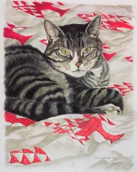 Katze auf Quilt