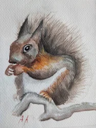 Aquarell-Wald-Eichhörnchen