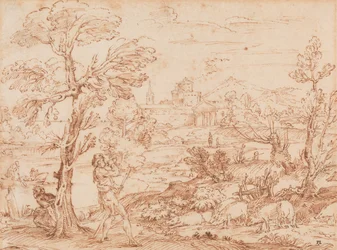 Landschaft mit Hirte und Schweinen, 16.-frühes 17. Jahrhundert