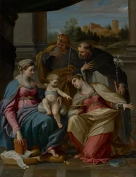 Madonna mit Kind und den Heiligen Lucia, Dominikus und Ludwig von Frankreich