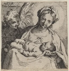 Madonna und Kind mit einem Engel