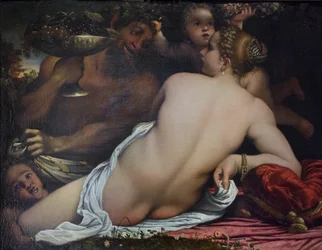 Venus, zwei Satyrn und Amor