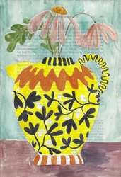 Gelbe Vase mit Blumen