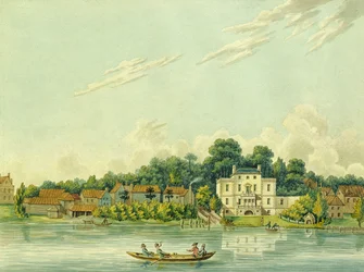 Die Ufer der Themse in Twickenham, das Haus von Alexander Pope zeigend