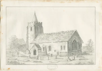 Acton Trussell Kirche: Bleistiftzeichnung, nd [?19. Jh.]