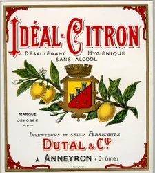 Werbung für französisches Zitronengetränk namens Ideal-Lemon (Chromolithografie)