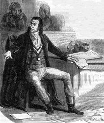 Antoine Quentin Fouquier de Tinville, genannt Fouquier-Tinville (1746-1795), französischer Gesetzgeber und Revolutionär, öffentlicher Ankläger des Revolutionstribunals - Gravur in „Histoire des Girondins“ von Alphonse de Lamartine (1790-1869) 1865-1866 - P