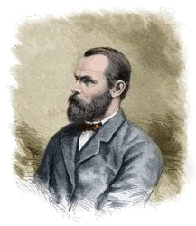Carl Christian Koldewey (1837-1908) deutscher Arktisforscher, Leiter beider deutschen Nordpolarexpeditionen - Carl Christian Koldewey deutscher Polarforscher - Gravur Ende des 19. Jahrhunderts