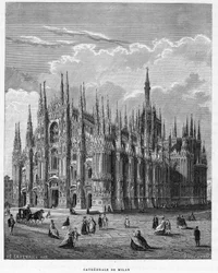 Kathedrale von Mailand (Duomo, Milano), Italien. Gravur von 1859 in "Die Galerien Europas - Italien" von Armengaud. Private Sammlung.