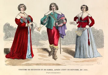 Kostüme von Herren und Damen nach der Reform in Paris im Jahr 1633 - Private Sammlung
