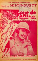 Titelblatt der Partitur „Gosse de Paris“ gesungen von Mistinguett (Mistinguette) (1875 - 1956), französische Sängerin