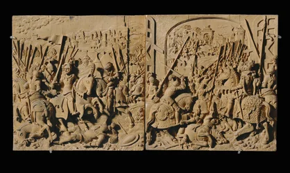 Acht geschnitzte Reliefs, Kirschholz