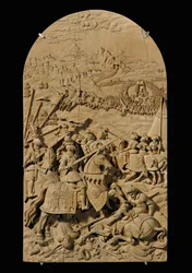 Acht geschnitzte Reliefs, Kirschholz
