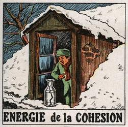 Energie der Kohäsion: Das kalte Wasser zerbricht die Vase. Anonyme Illustration von 1925. Private Sammlung.