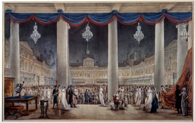 Ausstellung von Industrieprodukten im Hof des Louvre im Jahr 1801