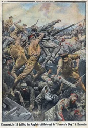 Erster Weltkrieg 1914-1918. Schlacht von Crete Bazentin am 13. und 14. Juli 1916, bei der die Engländer der deutschen Armee gegenüberstanden. In „Le Petite Journal“, am 6.08.1916. Private Sammlung