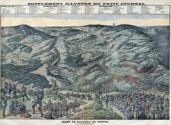 Erster Weltkrieg 1914-1918. Gesamtansicht des Schlachtfeldes von Verdun vom 21. Februar bis 19. Dezember