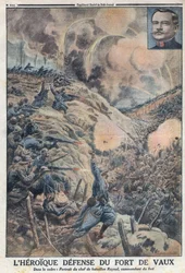 Erster Weltkrieg 1914-1918. Die heldenhafte Verteidigung des Fort de Vaux mit seinem Bataillonsführer Sylvain Eugene Raynal (1867-1939). In „Le Petit Journal“