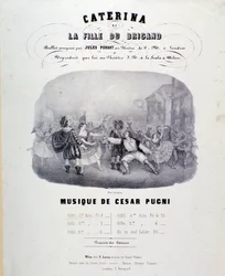 Frontispiz für die Partitur von Catarina oder die Tochter des Banditen von Pugni für die Aufführung im Teatro alla Scala (1847)