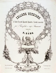 Frontispiz einer Sammlung von Partituren von Giuseppe Verdi