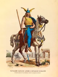 Gallischer Reiter nach der römischen Invasion (erste Jahrhunderte der christlichen Ära), Gravur - Privatsammlung