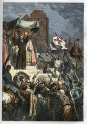 Gott will es: beim Konzil von Clermont predigte Peter der Einsiedler den ersten Kreuzzug vor Papst Urban II