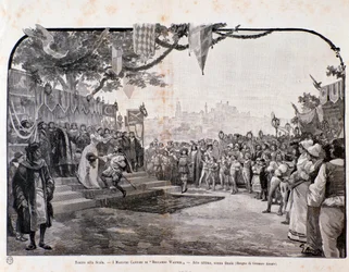 Illustration für die letzte Szene von Die Meistersinger von Nürnberg von Wagner, für die Aufführung im Teatro alla Scala