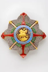 Königreich beider Sizilien - Königshaus der beiden Sizilien: Platte des Ordens des Heiligen Georg der Wiedervereinigung - Modell für den Großmeister - Anfang des 19. Jahrhunderts - Gold, Silber, Markasit und Emaille - Privatbesitz