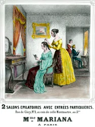 Schönheitssalon von Madame Mariana, Werbeplakat aus dem 19. Jahrhundert, Privatsammlung