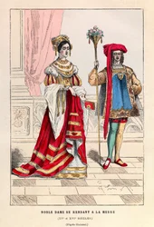 Eine Adlige auf dem Weg zur Kirche im 15. Jahrhundert