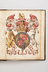 Orden des Hosenbandes: Buch der Statuten, das Charles Fitzroy, Herzog von Grafton gehörte - Aquarellmanuskript, Anfang des 18. Jahrhunderts