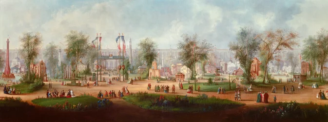 Panoramablick auf die Weltausstellung 1867 in Paris