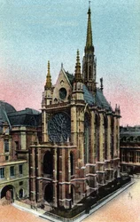 Paris: Außenansicht der Sainte-Chapelle (13. Jahrhundert, gotische Architektur). Fotografie von 1920 im „Artistic Album“ der Stadt Paris. Private Sammlung.