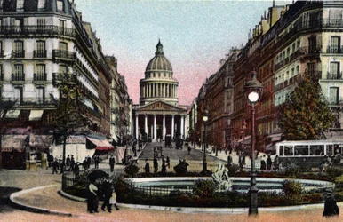 Paris: Blick auf die Rue Soufflot und das Pantheon. Fotografie von 1920 in "Künstlerisches Album" der Stadt Paris. Private Sammlung.