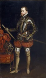 Porträt von Philipp II. (1527-1598) in Rüstung aus der Schlacht von Saint Quentin