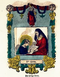 Andachtsbild: Heilige Anna. Gravur des 19. Jahrhunderts