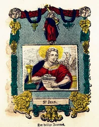Andachtsbild: Heiliger Johannes. Gravur des 19. Jahrhunderts