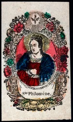 Frommes Bild: Heilige Philomena. Gravur des 19. Jahrhunderts. Privatsammlung