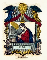 Andachtsbild: Heilige Zoe. Gravur des 19. Jahrhunderts. Private Sammlung